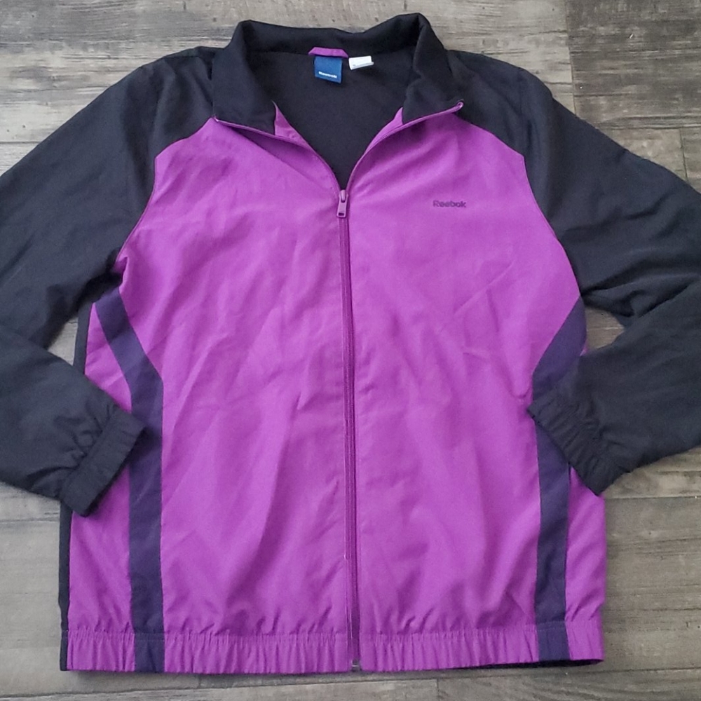 Y2K Reebok Lined Windbreaker Track Jacket Colorblock Black Purple